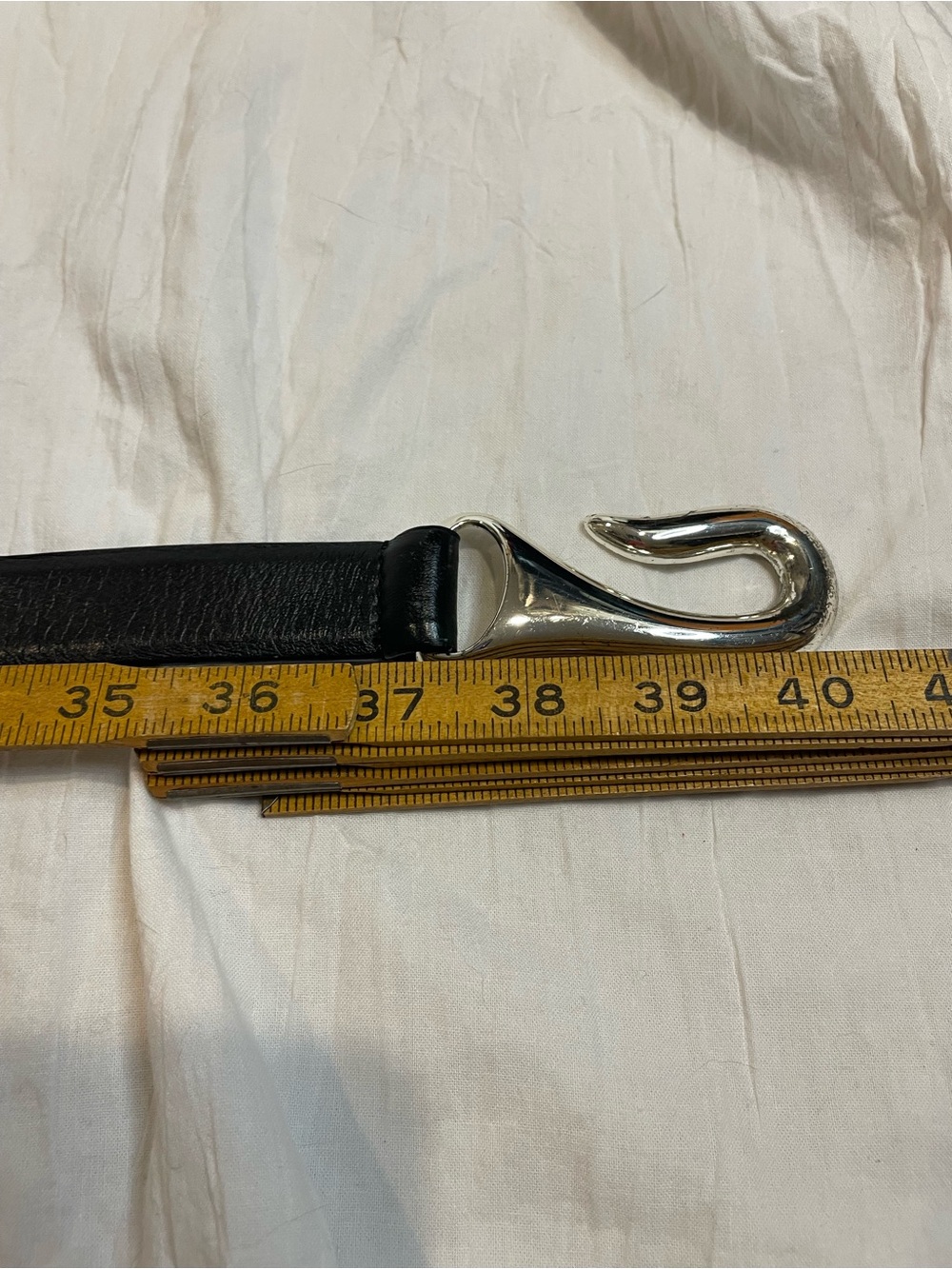 Chico's Black Leather Belt with Silver Twist Buckle - Picture 7 of 9
